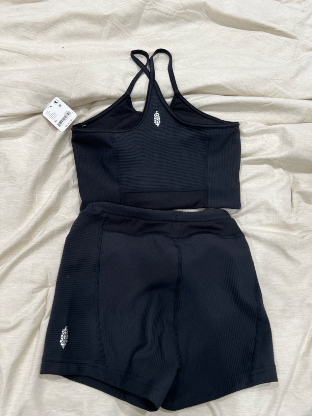 FP Movement by Free People tapped out set xs Black Ribbed Shorts and bra - Picture 13 of 16